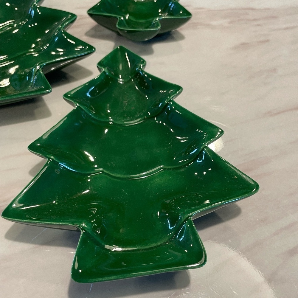 VINTAGE '91 CERAMIC NESTING XMAS TREE CANDY/NUT TRINKET DISHES